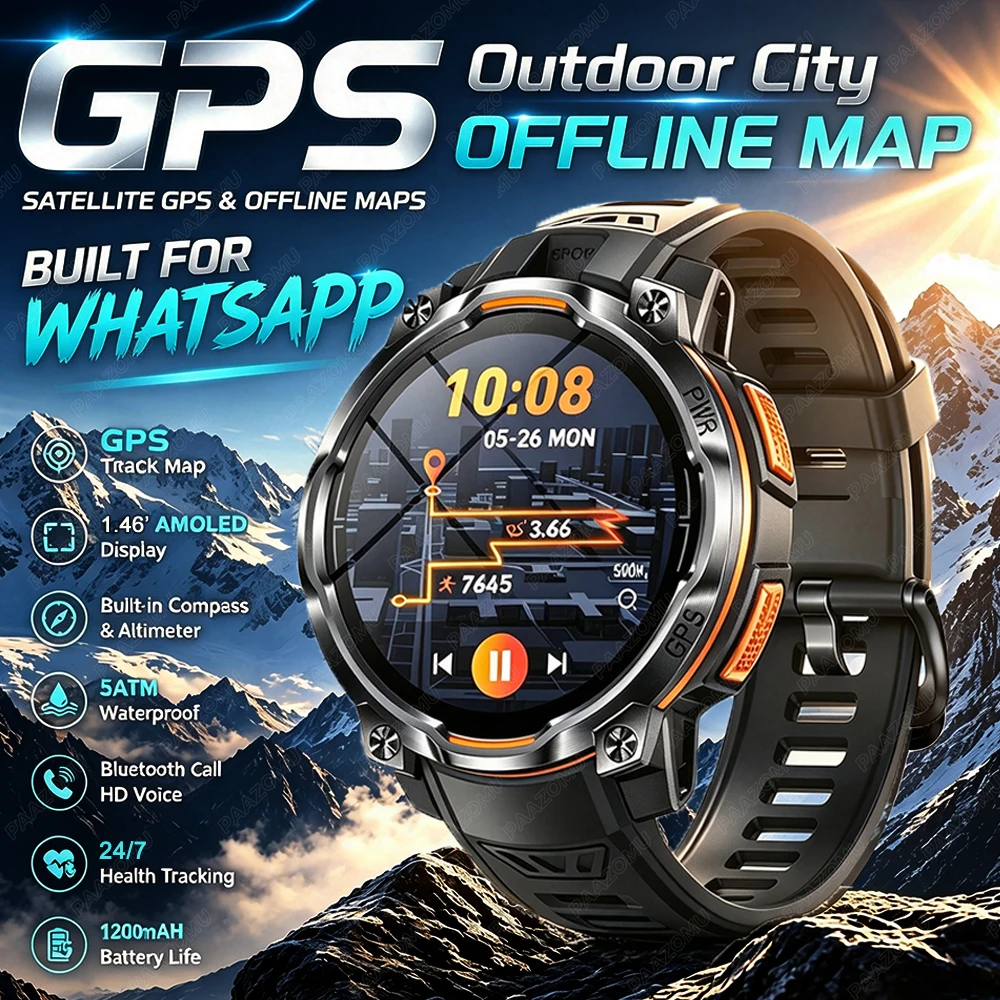 Smartwatch Watch Whatsapp - 2026 Nieuwe GPS Offline Kaart Smartwatch