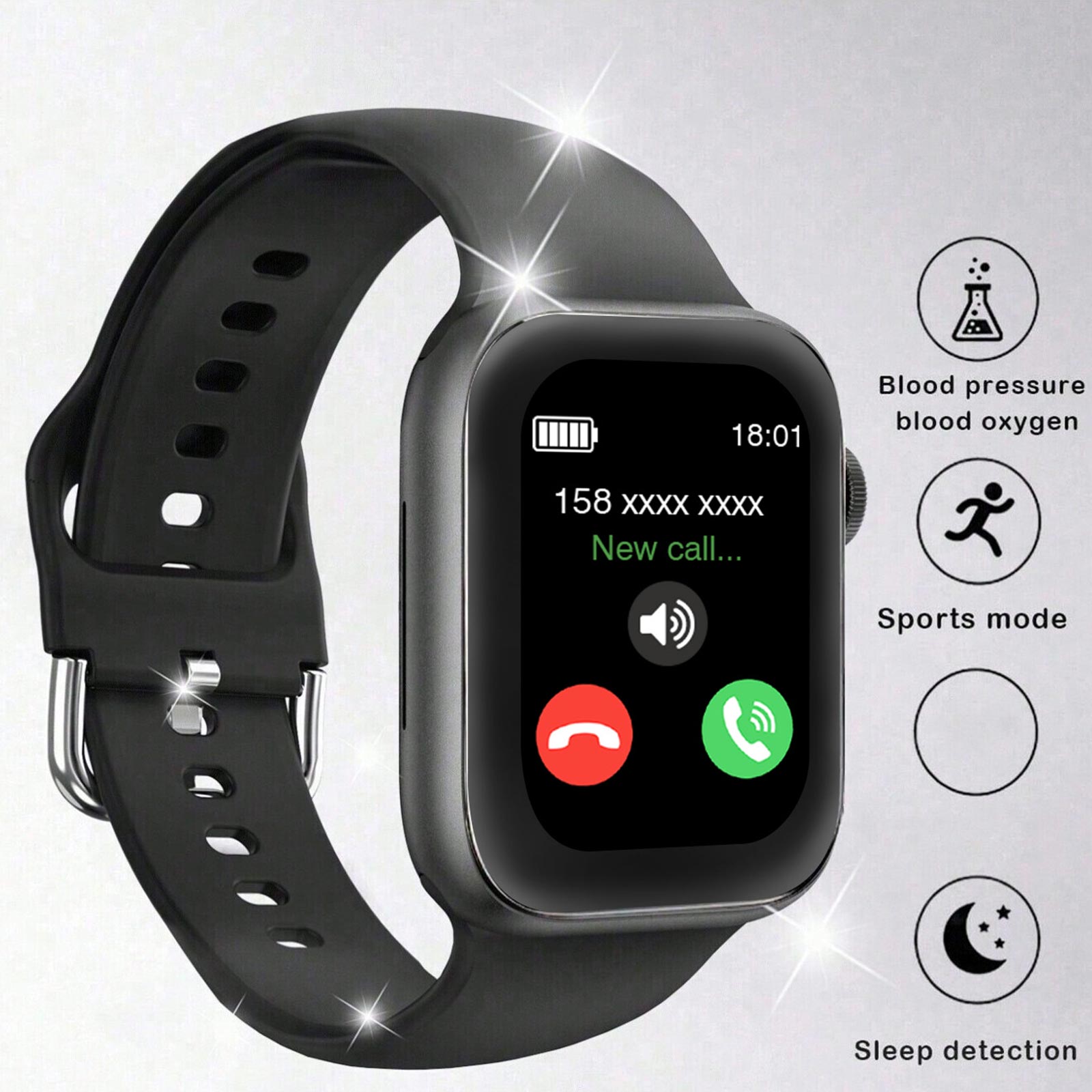 Smartwatch Iphone Watch For Men - Smartwatch, draadloze oproep/wijzerplaat, multisportmodus, meerdere APP-herinneringen,