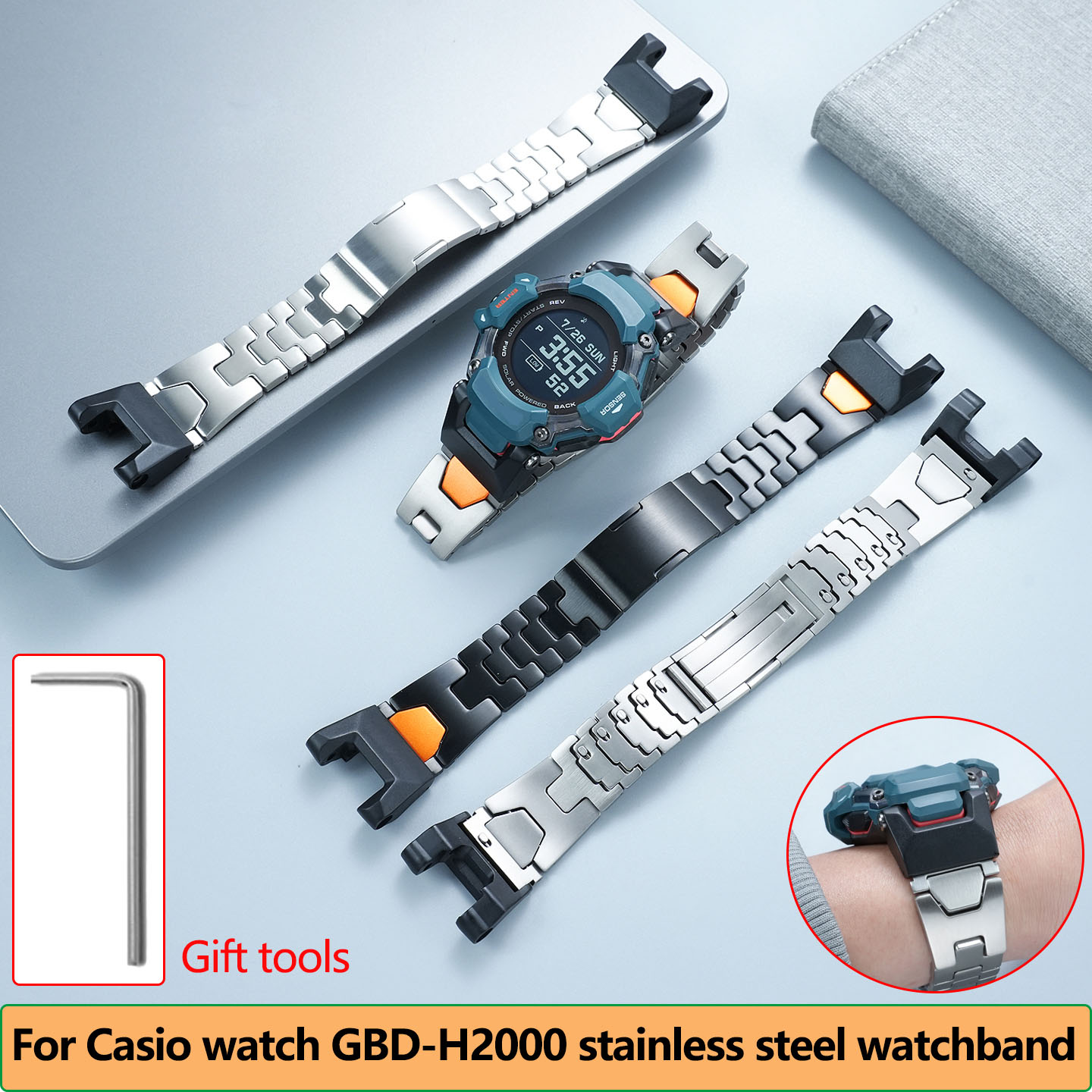 Smartwatch Casio Watches For Men - GBD-H2000 waterdichte metalen bandarmband voor Casio